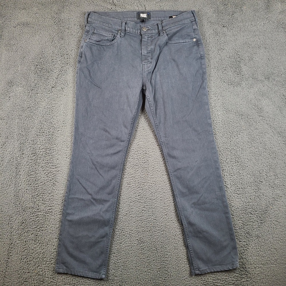 Paige Federal Slim Straight Jeans Mens 33x30 Dark Grey Transcend Stretch Denim
